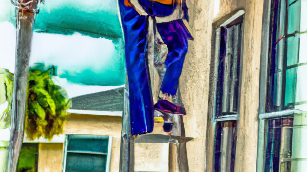 Man climbing ladder on Marco Island, Florida home to replace roof