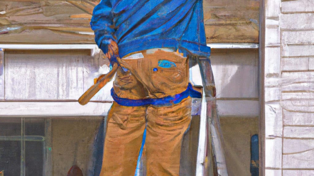 Man climbing ladder on Marina, California home to replace roof