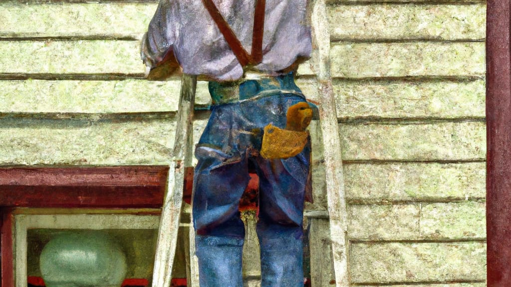 Man climbing ladder on Marion, Illinois home to replace roof