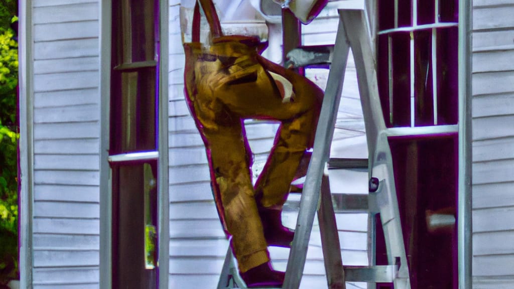 Man climbing ladder on McMinnville, Tennessee home to replace roof