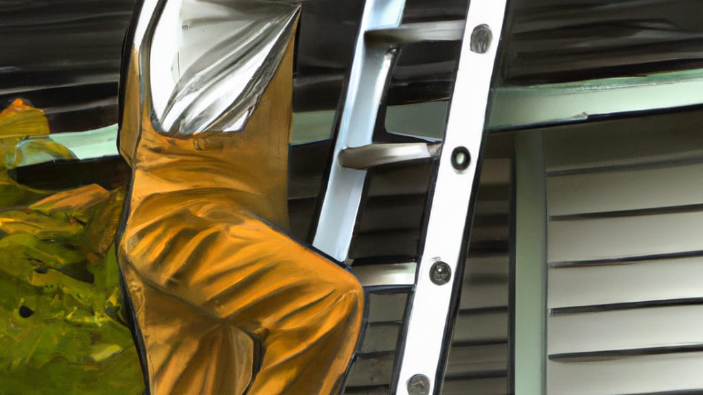 Man climbing ladder on Medford, Oregon home to replace roof