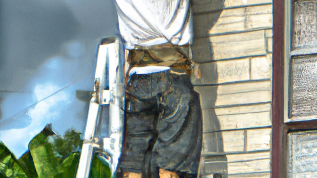 Man climbing ladder on Melbourne, Florida home to replace roof