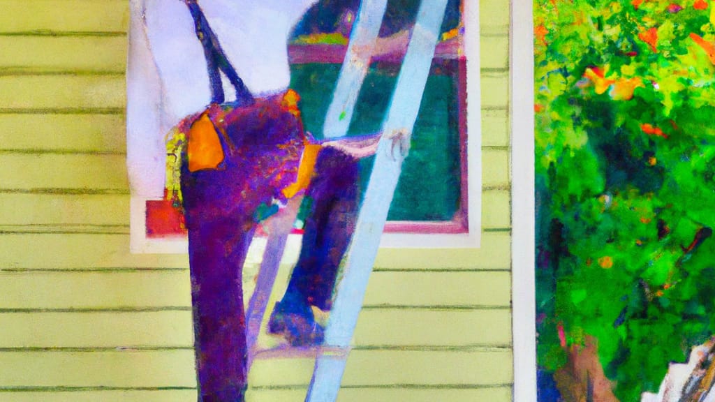 Man climbing ladder on Mentone, California home to replace roof