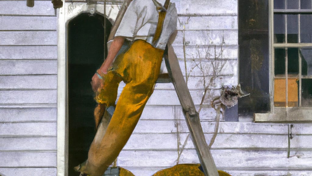 Man climbing ladder on Meraux, Louisiana home to replace roof