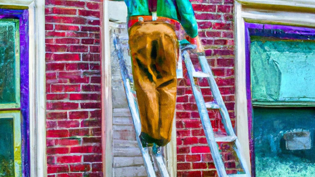 Man climbing ladder on Metropolis, Illinois home to replace roof