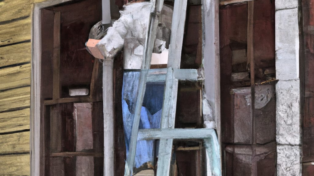 Man climbing ladder on Miami, Oklahoma home to replace roof