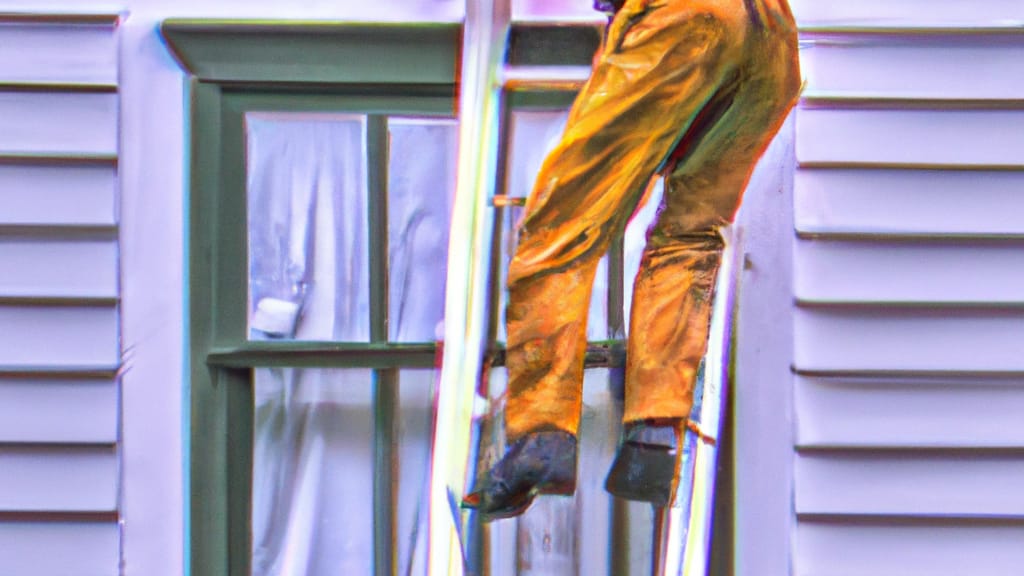 Man climbing ladder on Middlebury, Connecticut home to replace roof