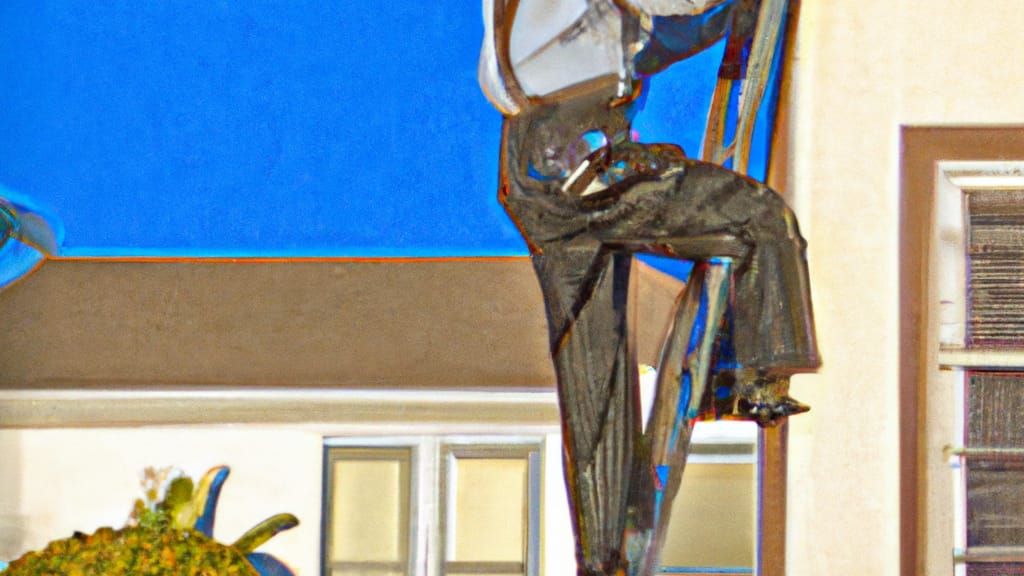 Man climbing ladder on Mission Viejo, California home to replace roof