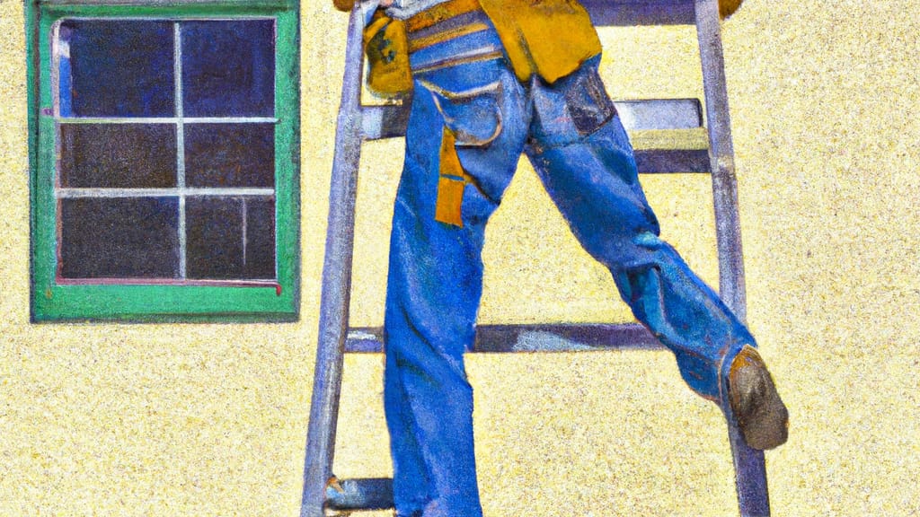Man climbing ladder on Montebello, California home to replace roof