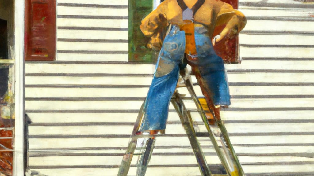 Man climbing ladder on Morristown, Tennessee home to replace roof