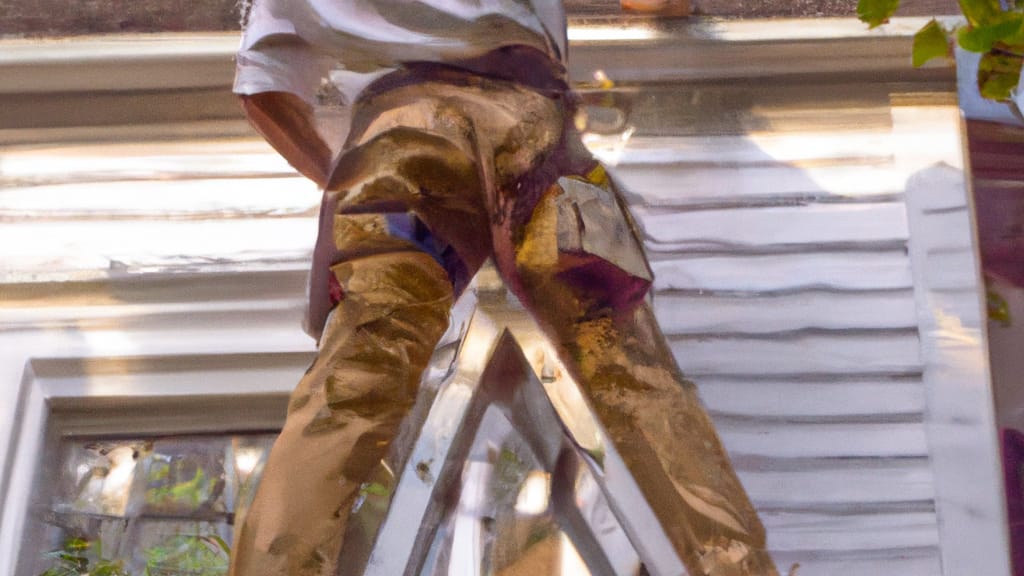 Man climbing ladder on Mount Kisco, New York home to replace roof