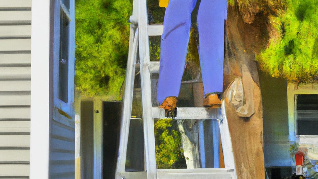 Man climbing ladder on Murrells Inlet, South Carolina home to replace roof