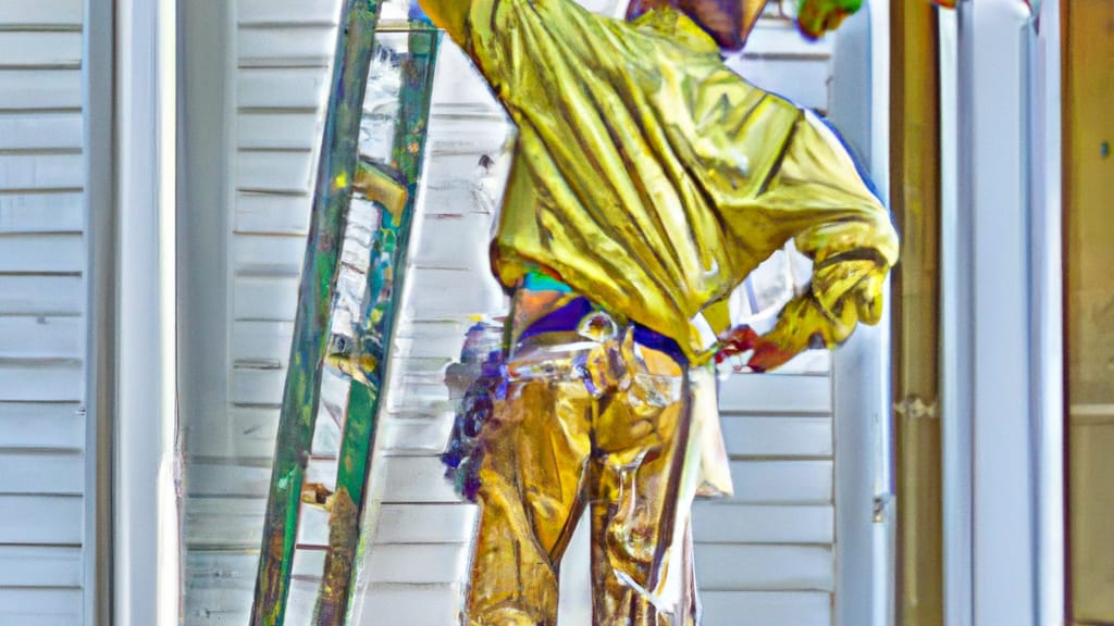 Man climbing ladder on Myrtle Beach, South Carolina home to replace roof