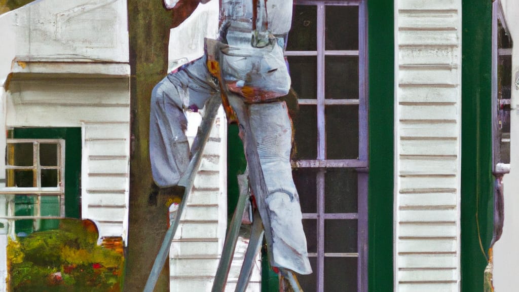 Man climbing ladder on Nacogdoches, Texas home to replace roof