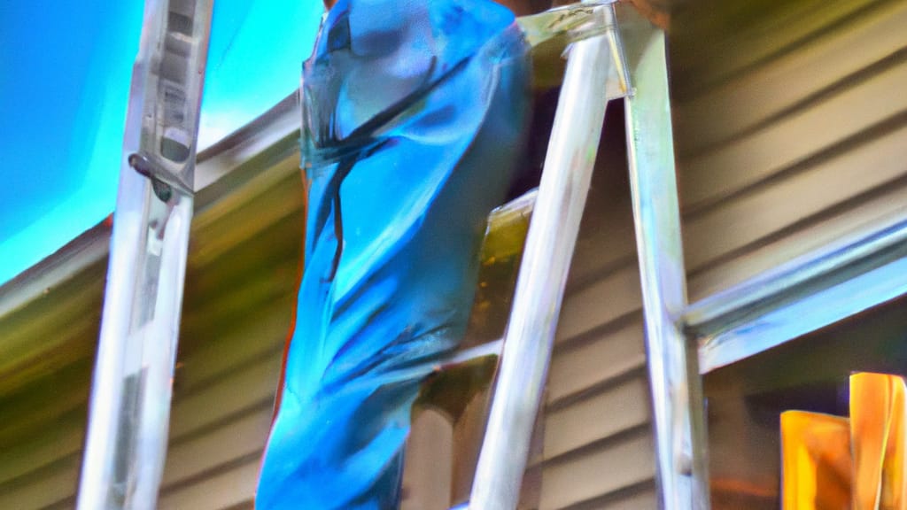 Man climbing ladder on Nampa, Idaho home to replace roof