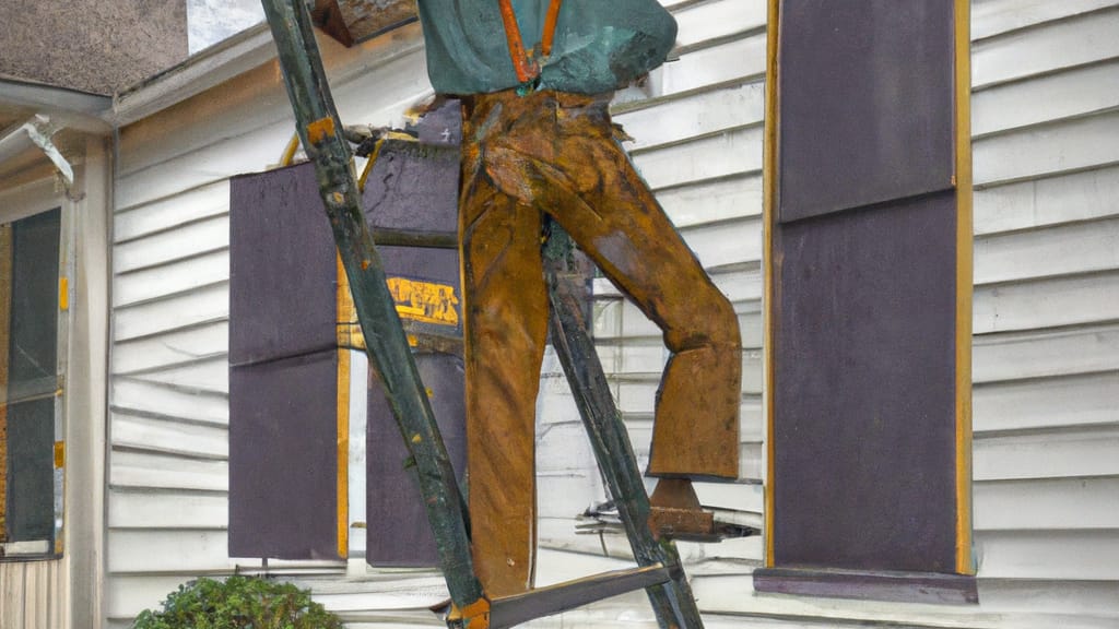 Man climbing ladder on Natchitoches, Louisiana home to replace roof