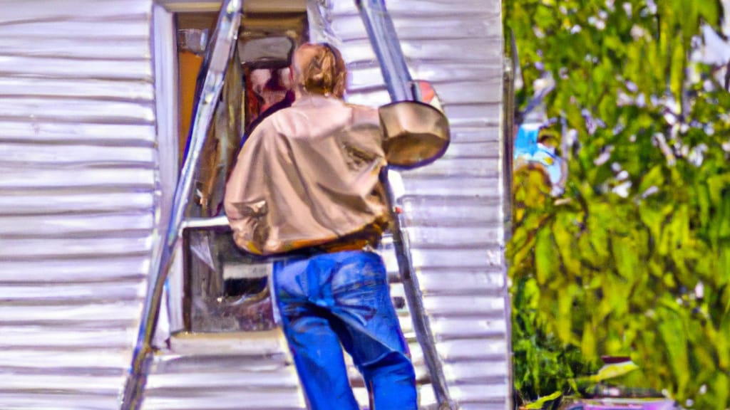 Man climbing ladder on Nevada, Iowa home to replace roof