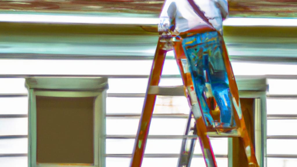 Man climbing ladder on New Haven, Indiana home to replace roof