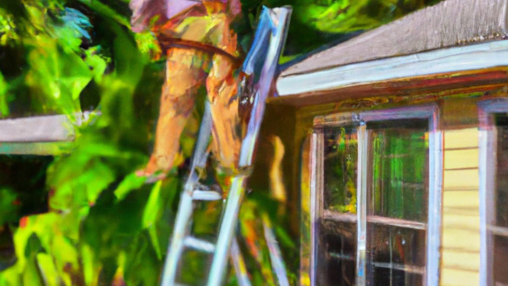 Man climbing ladder on New Port Richey, Florida home to replace roof