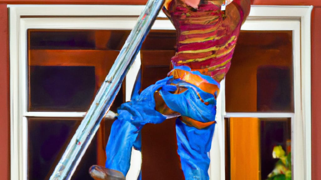 Man climbing ladder on Newark, California home to replace roof