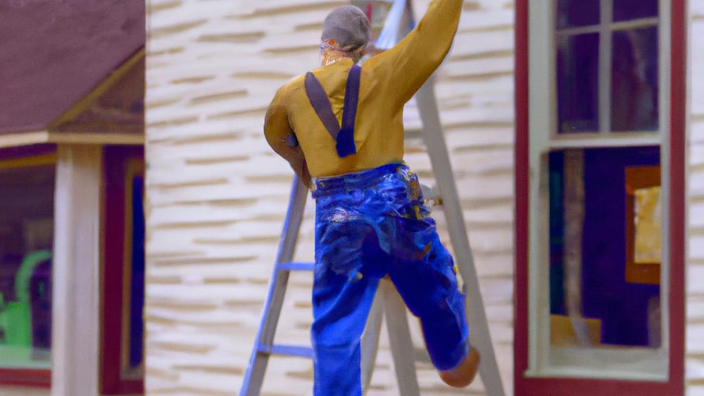 Man climbing ladder on Newton, Iowa home to replace roof