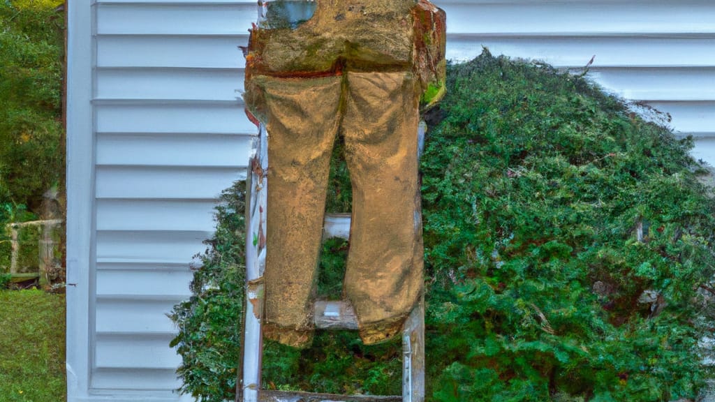 Man climbing ladder on Newton, North Carolina home to replace roof