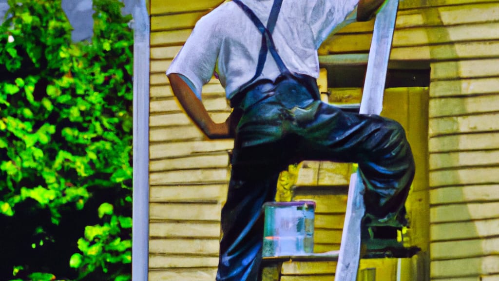 Man climbing ladder on Niles, Ohio home to replace roof