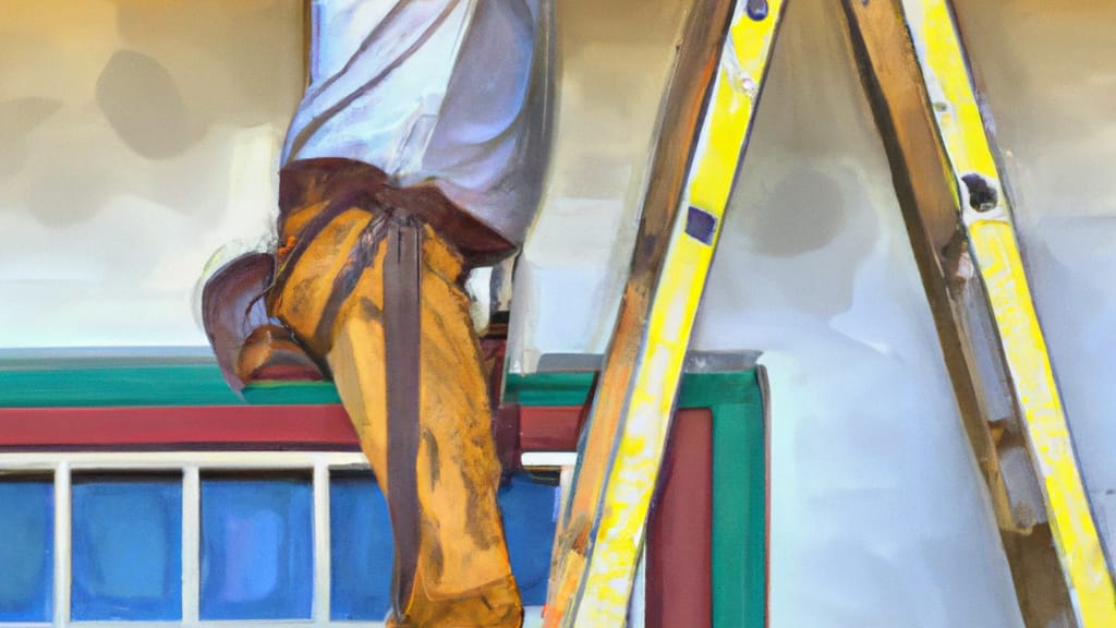 Man climbing ladder on Norco, California home to replace roof