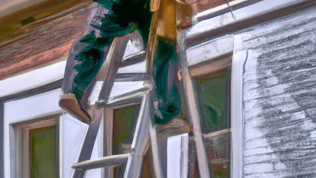Man climbing ladder on Norristown, Pennsylvania home to replace roof