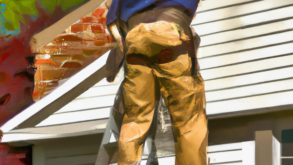 Man climbing ladder on North Canton, Ohio home to replace roof