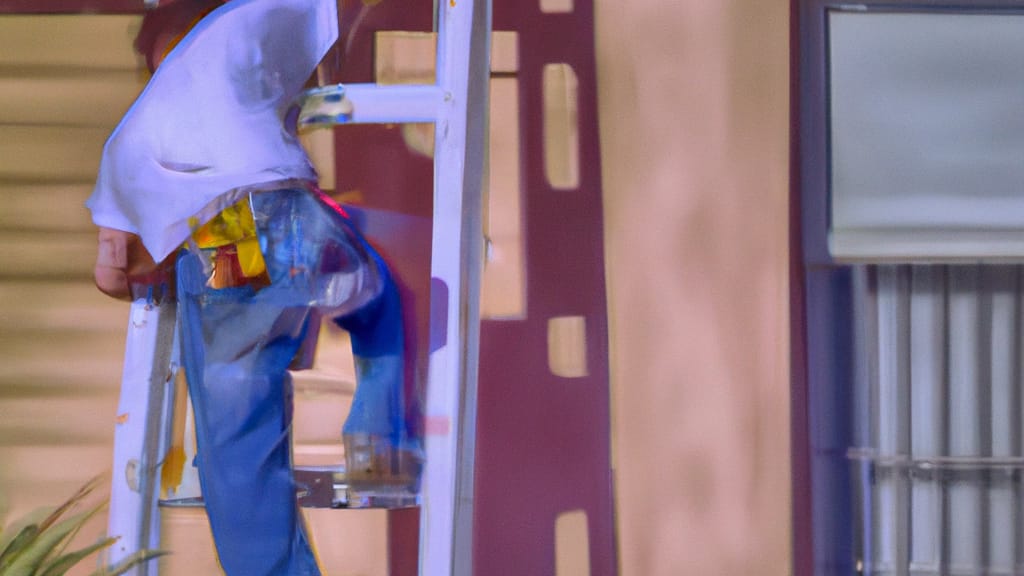 Man climbing ladder on North Las Vegas, Nevada home to replace roof