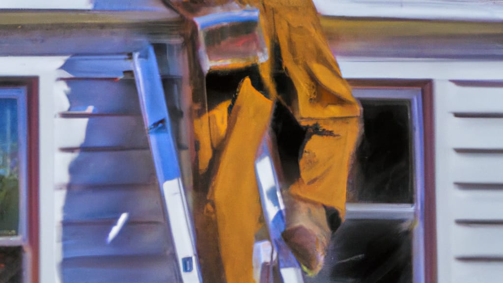 Man climbing ladder on North Olmsted, Ohio home to replace roof