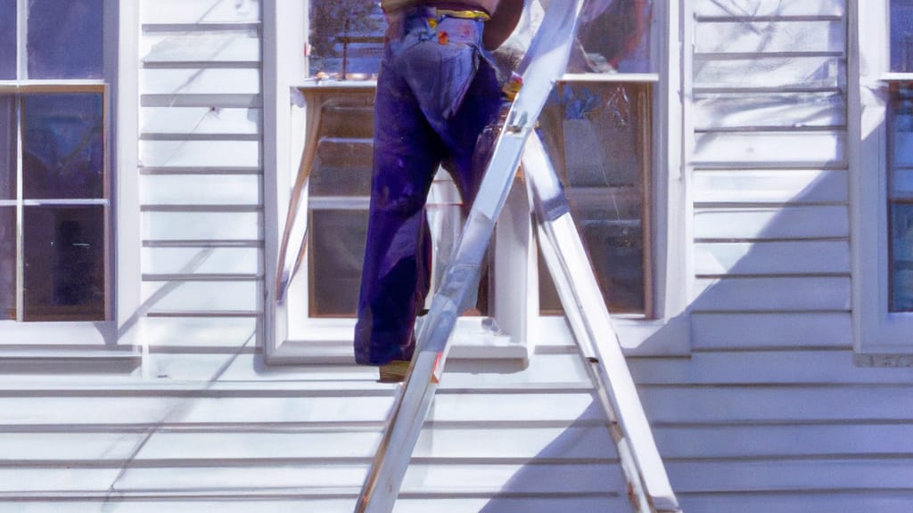 Man climbing ladder on North Platte, Nebraska home to replace roof
