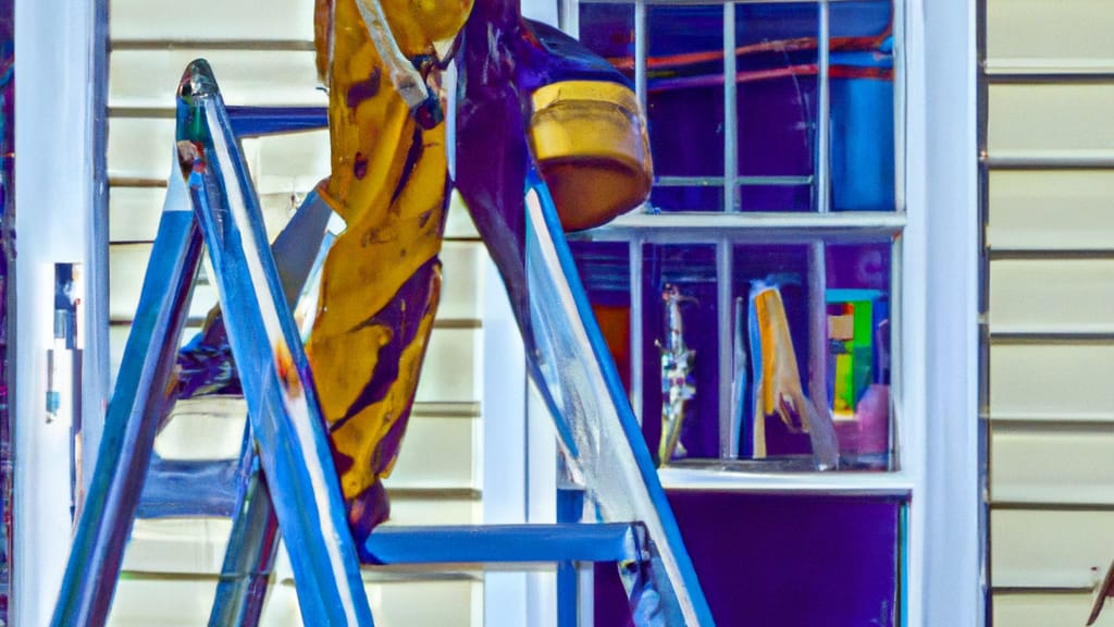 Man climbing ladder on North Reading, Massachusetts home to replace roof