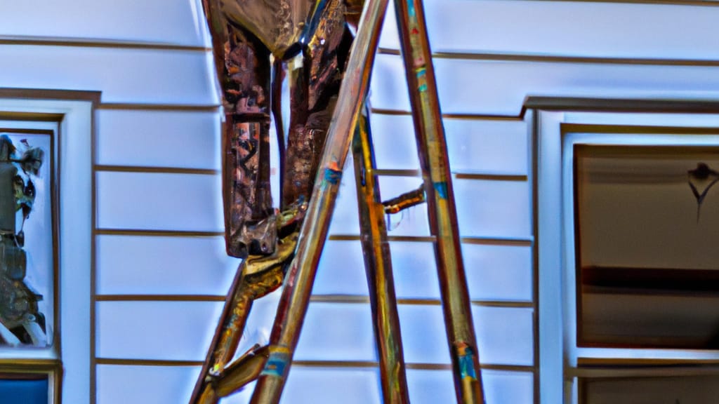 Man climbing ladder on North Ridgeville, Ohio home to replace roof