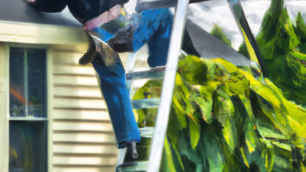 Man climbing ladder on North Royalton, Ohio home to replace roof