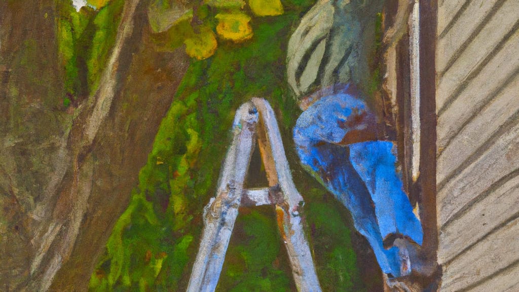 Man climbing ladder on Oak Forest, Illinois home to replace roof