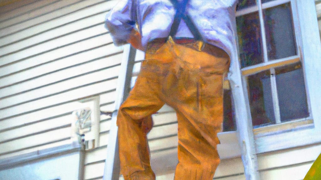 Man climbing ladder on Oceano, California home to replace roof