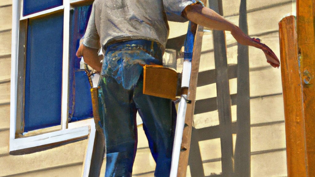 Man climbing ladder on Oelwein, Iowa home to replace roof