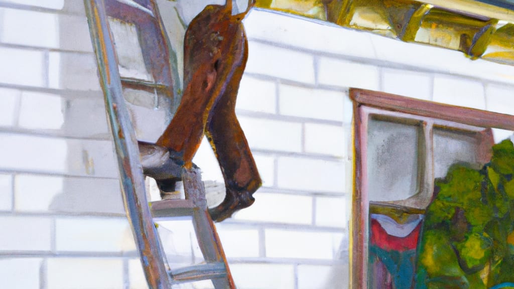 Man climbing ladder on Olivehurst, California home to replace roof