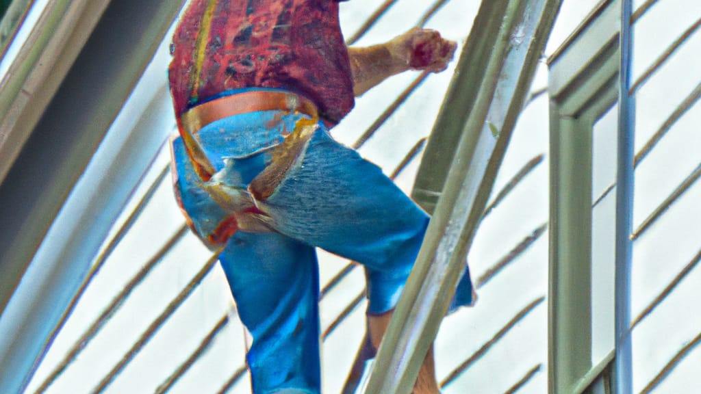 Man climbing ladder on Onalaska, Wisconsin home to replace roof