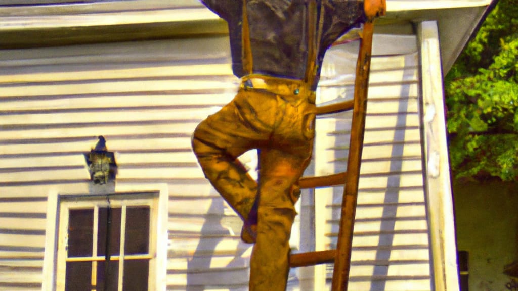 Man climbing ladder on Opelousas, Louisiana home to replace roof