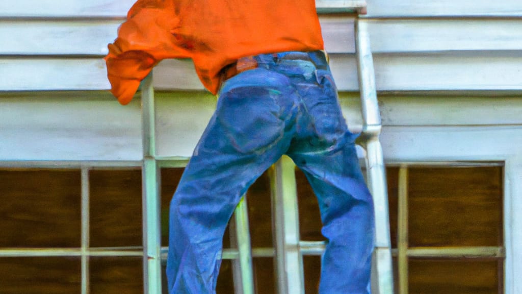 Man climbing ladder on Orange, Texas home to replace roof