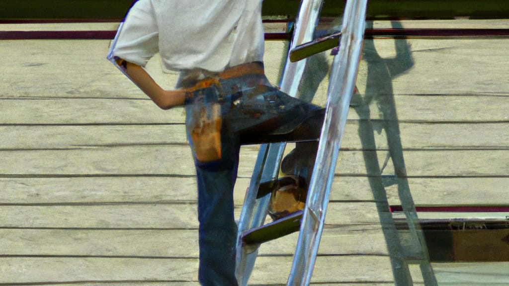 Man climbing ladder on Osceola, Arkansas home to replace roof