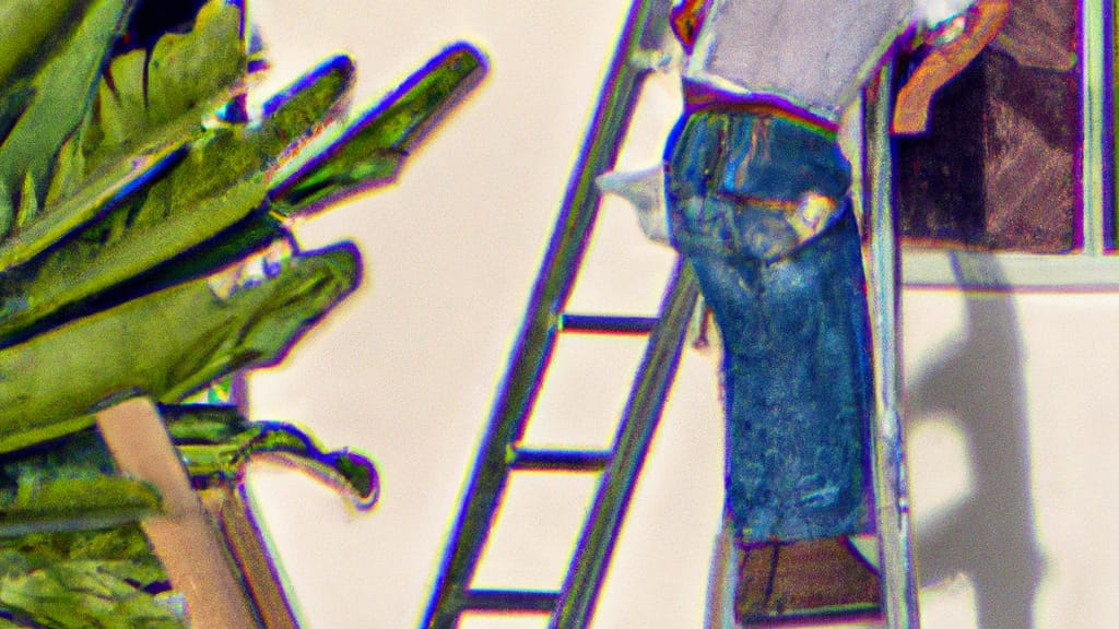 Man climbing ladder on Osprey, Florida home to replace roof