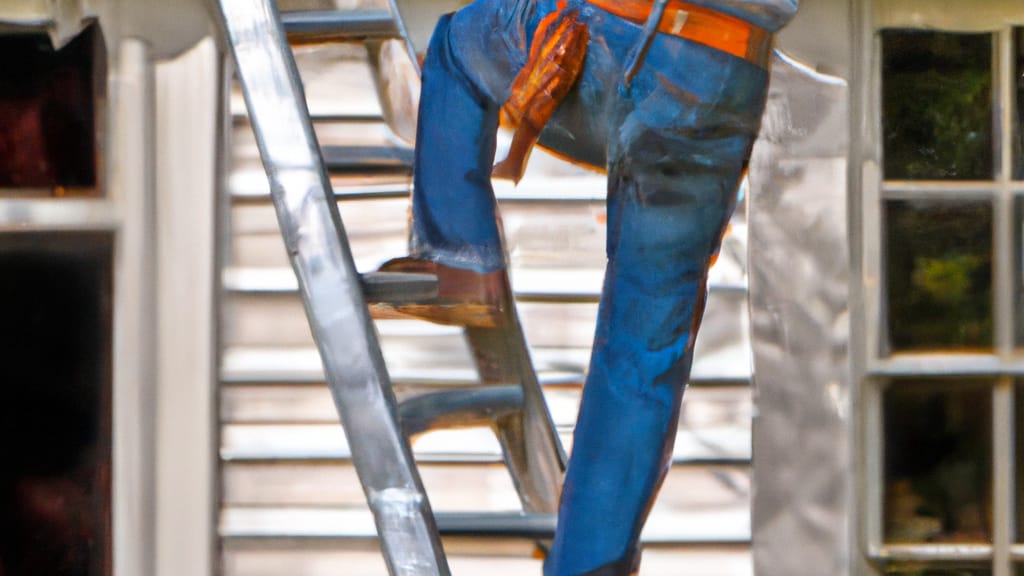 Man climbing ladder on Paris, Tennessee home to replace roof