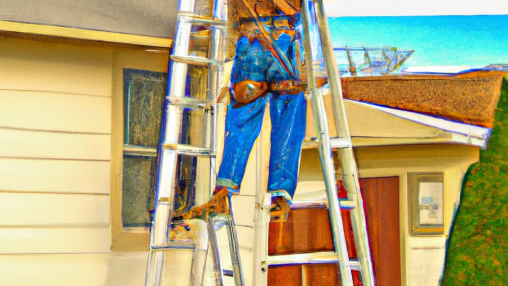 Man climbing ladder on Parker, Colorado home to replace roof