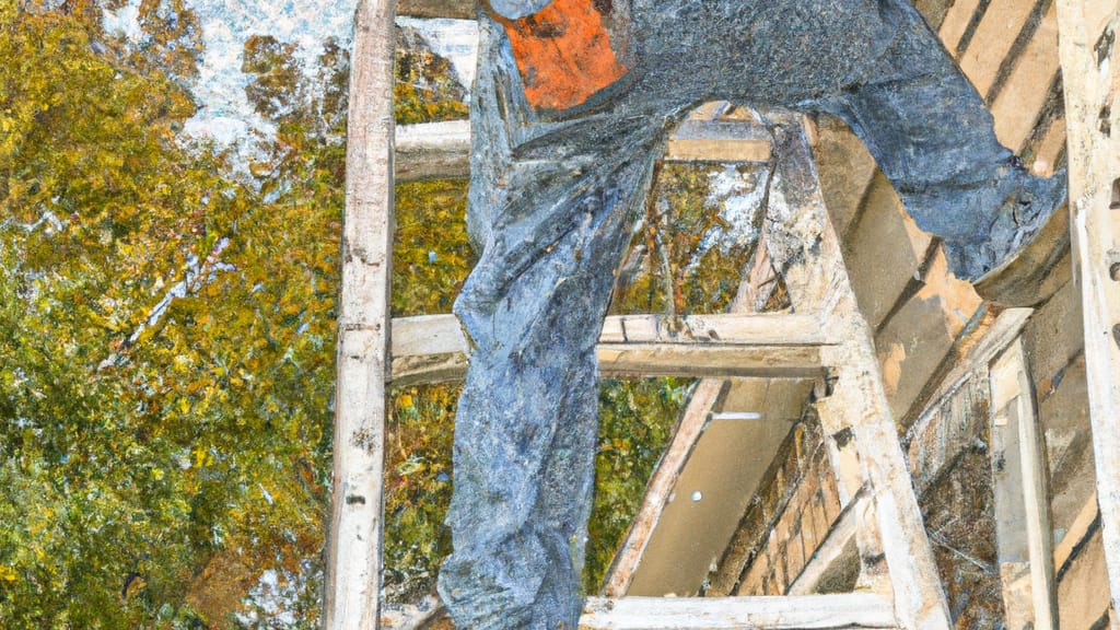 Man climbing ladder on Pearland, Texas home to replace roof