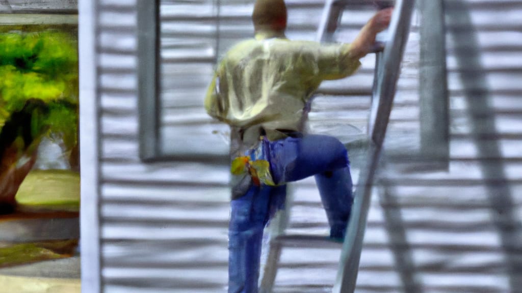 Man climbing ladder on Perry, Florida home to replace roof
