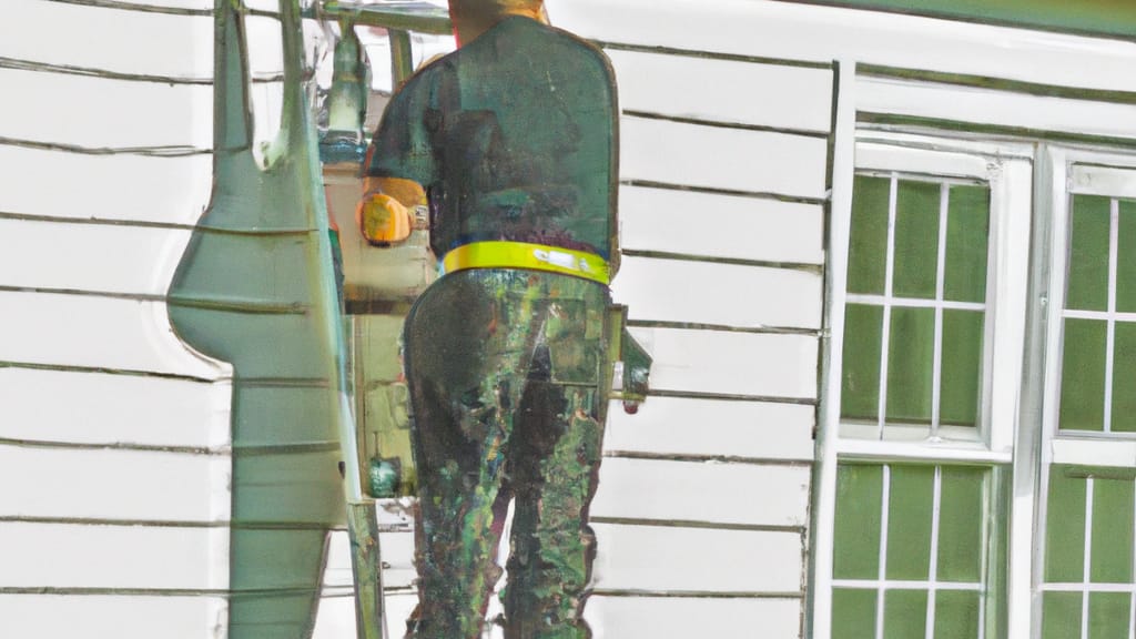 Man climbing ladder on Perry Hall, Maryland home to replace roof